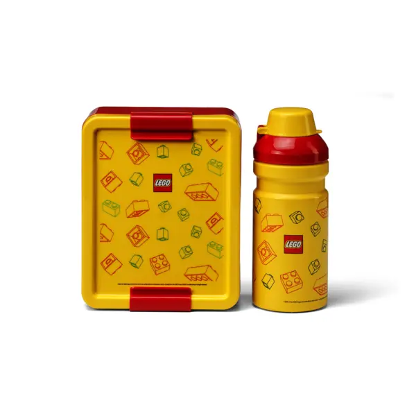LEGO Brick svačinový set (láhev a box) - červená/žlutá