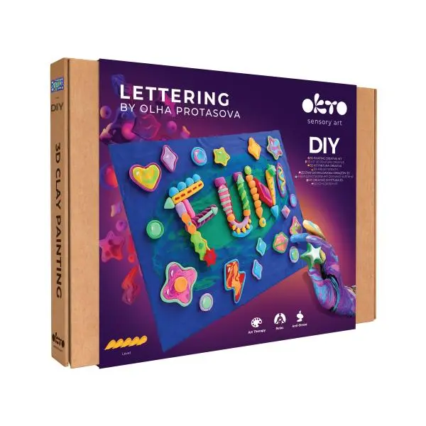 OKTO Lettering Výtvarný set malování hmotou "FUN" 30x40 cm