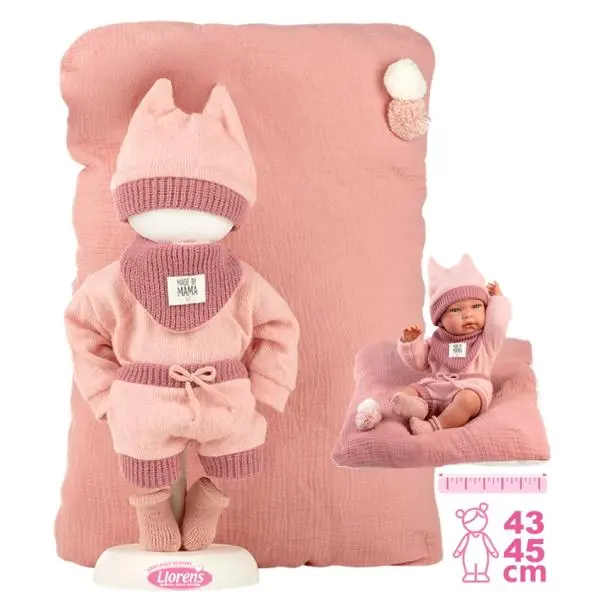 Llorens M738-18 Obleček pro panenku miminko NEW BORN velikosti 40-42 cm s doplňky