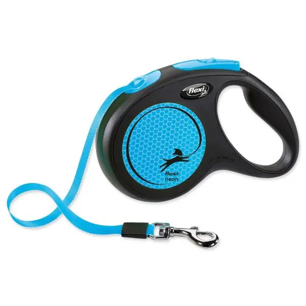 Vodítko Flexi Neon páska M modré 5m