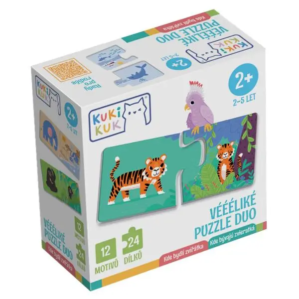 KukiKuk Véééliké puzzle duo Kde bydlí zvířátka - puzzle z kategorie Maxi dieliky
