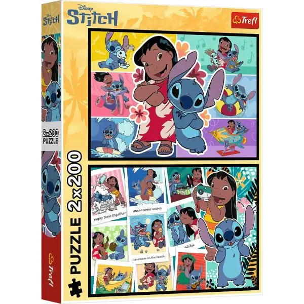 Trefl Puzzle 2 x 200 Stitch - Veselý život Stitcha - puzzle z kategorie 60 – 300 dielikov
