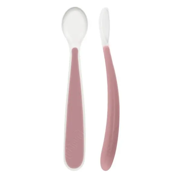 CHICCO Lžička silikonová Soft růžová 2ks, 6m+