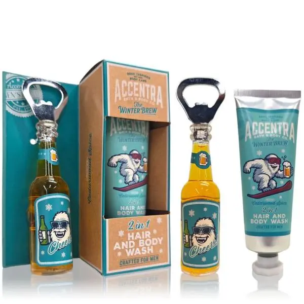 ACCENTRA Set koupelový Men's Collection Winter Edition s otvírákem na lahve Cedrové dřevo