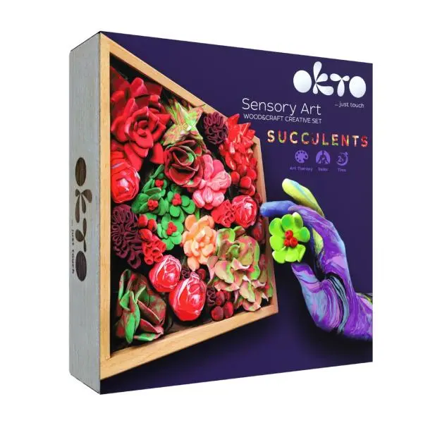 Okto Passion výtvarná modelovací sada sukulenty v dřevěném rámu 21x21 cm