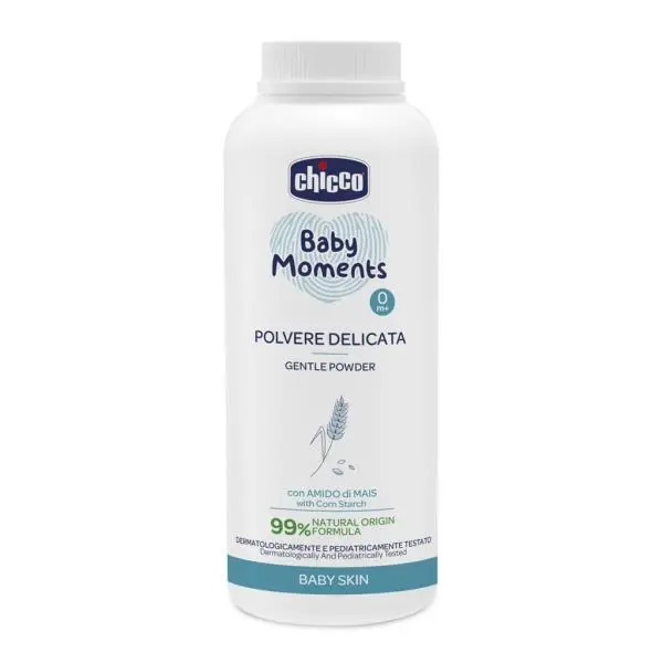 CHICCO Pudr dětský Baby Moments s kaolinem a kukuřičným škrobem 99% přírodních složek, 1