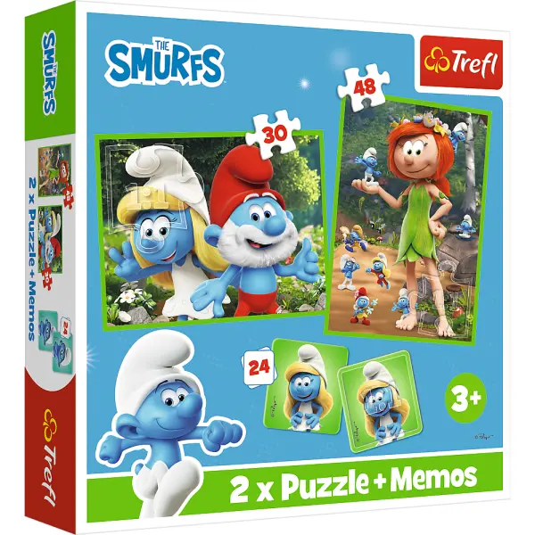 Sada 3v1 Šmoulové (2x puzzle + pexeso)