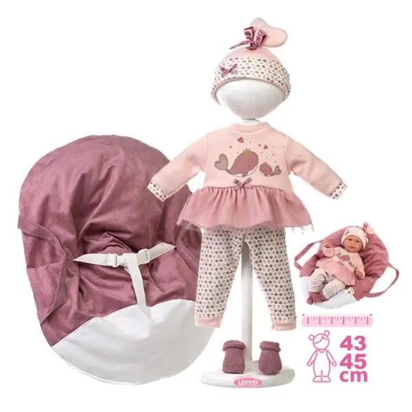 Llorens M740-14 oblečení pro panenku miminko NEW BORN velikosti 40-42 cm s nosítkem do ruky