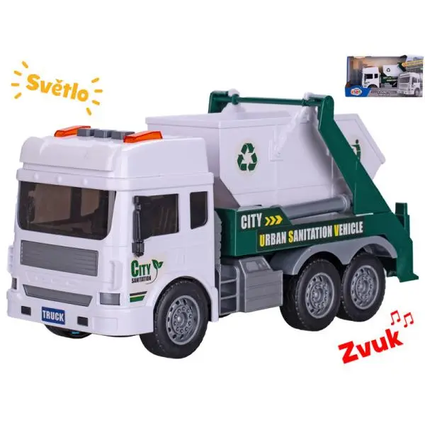 Mikro Trading Auto popelářské kontejner 28cm na setrvačník na baterie se světlem a zvukem v krabičce