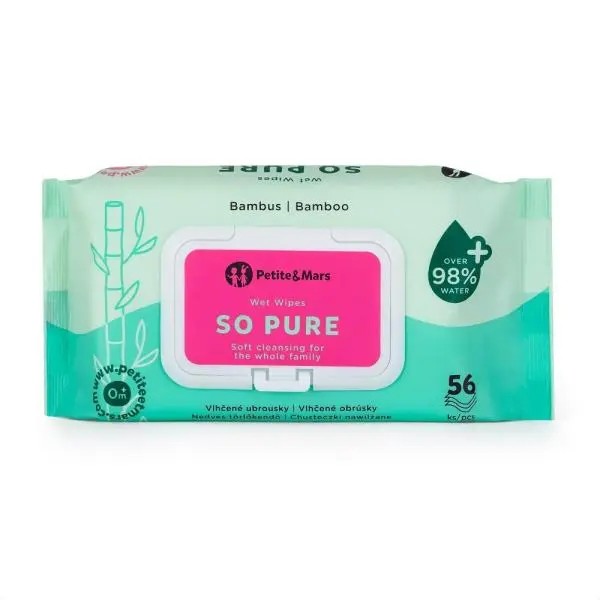 Petite&Mars Ubrousky vlhčené SO PURE bambusové bioodbouratelné -