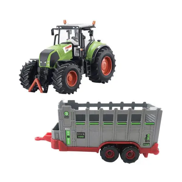 Traktor s přívěsem na přepravu zvířat 1:50