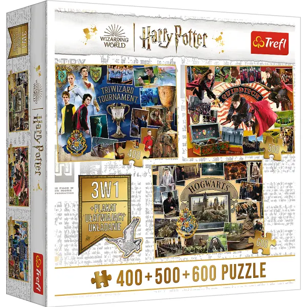 Trefl Puzzle Harry Potter: Turnaj tří kouzelníků, Famfrpál a Bradavice 400 + 500 + 600 díl - TOPA