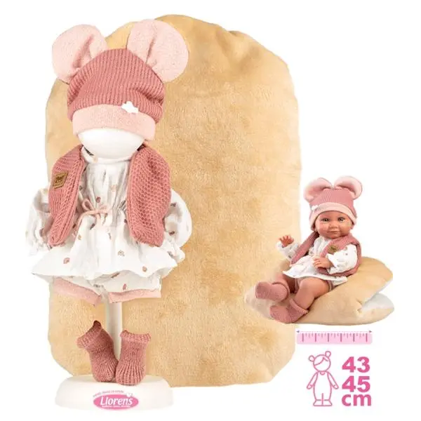 Llorens M738-16 Obleček pro panenku miminko NEW BORN velikosti 40-42 cm s doplňky
