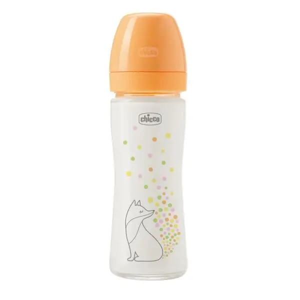 CHICCO Láhev kojenecká skleněná Perfect Easy 240 ml slow silikon dívka 0m+