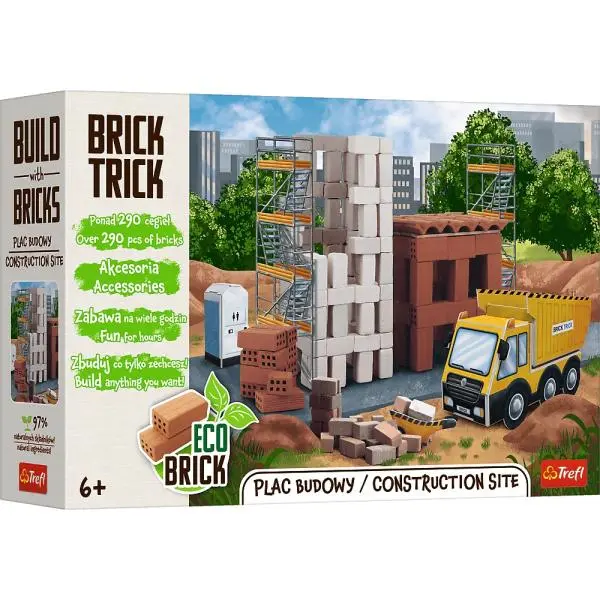 Trefl Stavebnice Brick Trick Staveniště | stavební set s mini cihlami a maltou | kreativní hra | od 6 let