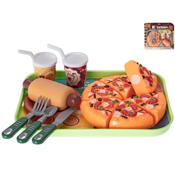 Mikro trading Fast food - Pizza na suchý zip, hot dog a nápoje 2 ks s podnosem