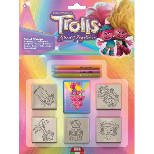 Razítková sada 5 razítek a 3 fixy Trolls