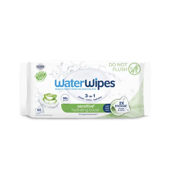 WATERWIPES Ubrousky vlhčené Hydrating clean with aloevera 3in1 60 kusů