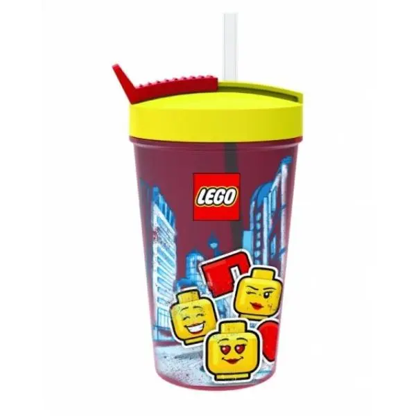 Lego Iconic Girl láhev s brčkem - žlutá/červená