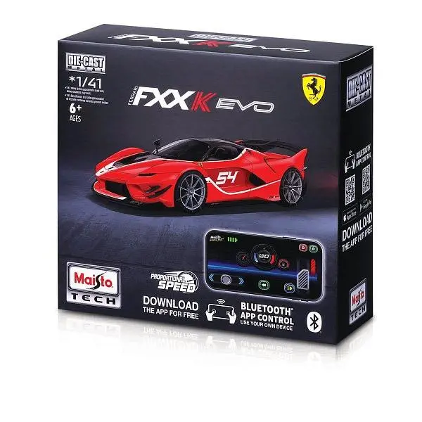 Maisto RC - DIE-CAST METAL se světly, Ferrari FXX-K EVO, červená, 2,4GHz, USB, XTR, Bluetooth 5.0