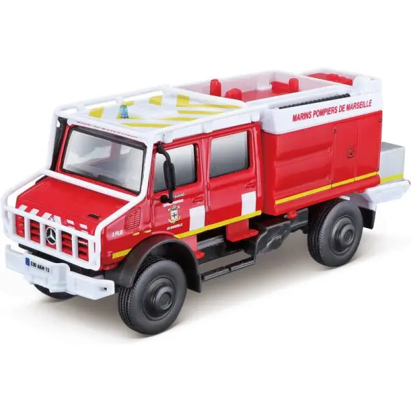 Bburago - EMERGENCY Vozidlo záchranné služby - Mercedes-Benz Unimog U5023, Hasiči, 1:50