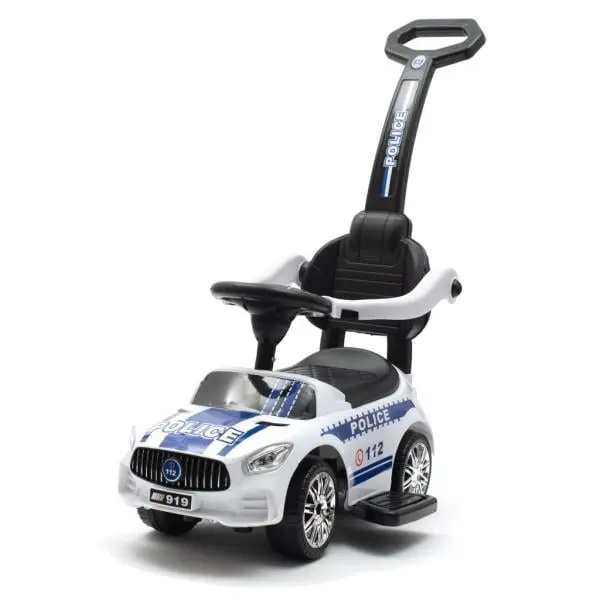 Dětské odrážedlo se zvukem a vodící tyčí Baby Mix POLICE bílé
