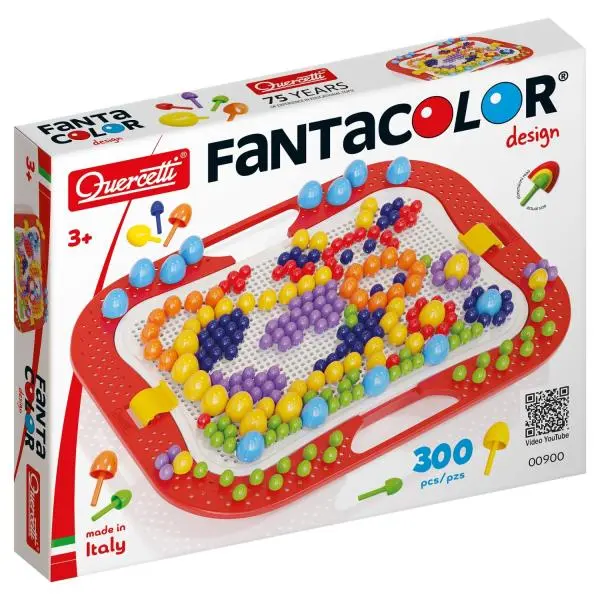 Quercetti Mozaika Fantacolor Design - 300 ks, mix 3 velikostí kolíčků