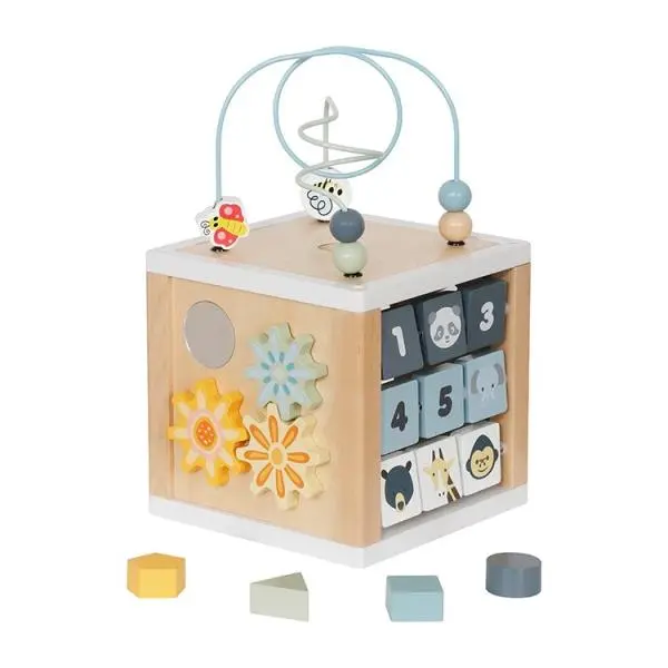 Dřevěná multifunkční kostka Safari Montessori Baby Mix