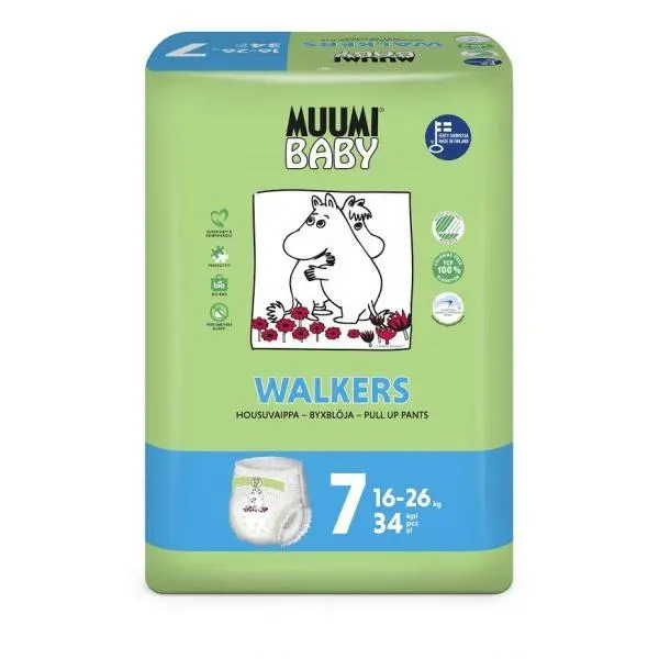 Muumi Baby Pants 7 XL 16-26 kg (34 ks), kalhotkové eko pleny