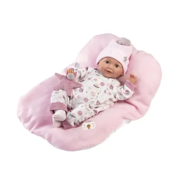 Llorens 74132 NEW BORN mrkací realistická panenka miminko se zvuky a měkkým látkovým tělem 42 cm