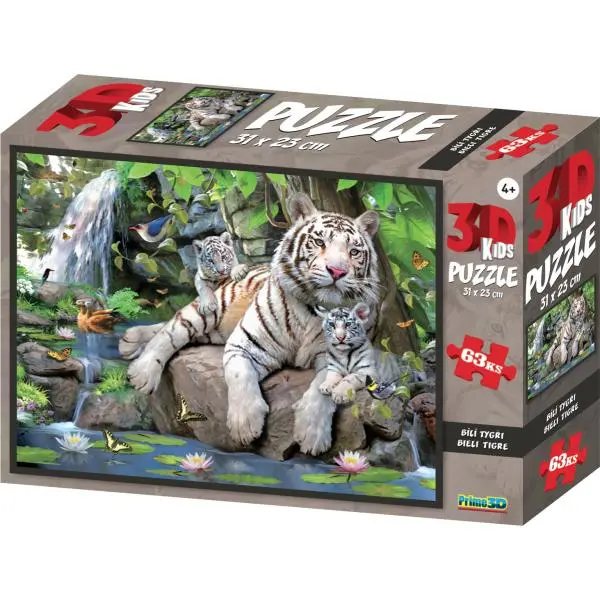Bílí tygři - puzzle z kategorie Zvieratá