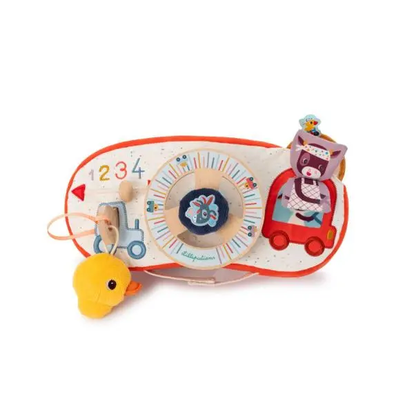 Textilní panel s volantem Lilliputiens - farmářské auto uni