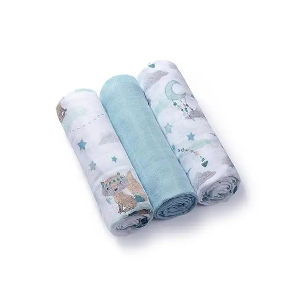 BABYONO Pleny bambusové 3 ks Blue, 70x70 cm - BABYONO Pleny bambusové 3 ks Blue, 70x70 cm
