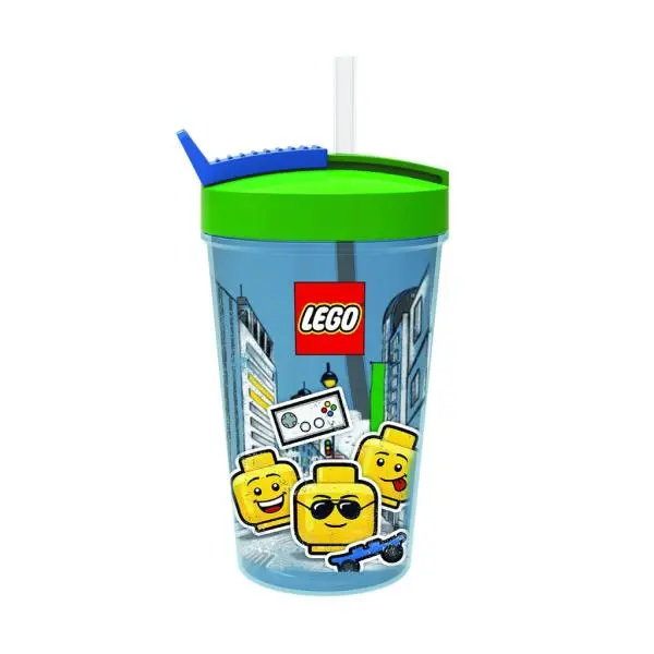 Lego® iconic boy kelímek s brčkem - modrá/zelená