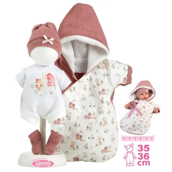 Llorens M636-50 oblečení pro panenku miminko NEW BORN velikosti 35-36 cm s doplňky