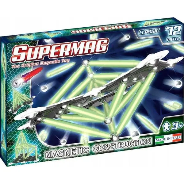 SUPERMAG magnetická stavebnice Clasic glow 72ks