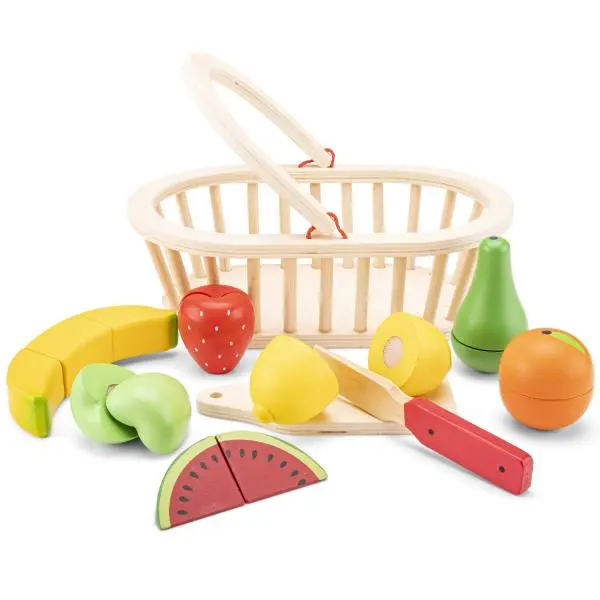 New Classic Toys Sada na krájení - košík s ovocem