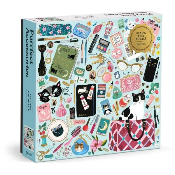 Galison Fóliové puzzle - Kočičí elegance - 500 dílků
