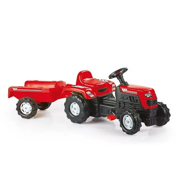 DOLU Šlapací traktor Ranchero s vlečkou, červený