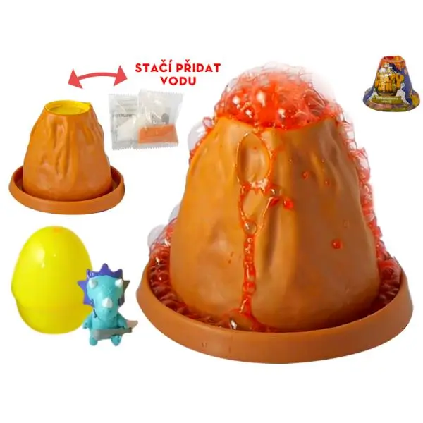 Crazy Dino sopka 10cm s lávou, vejcem a dinosaurem