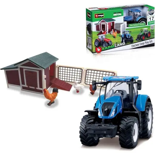 Bburago farmland slepičí farma s traktorem