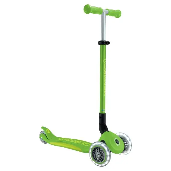 Globber Koloběžka dětská trojkolečková Plus - Primo Foldable Plus Lights V2 Apple Green svítící kolečka