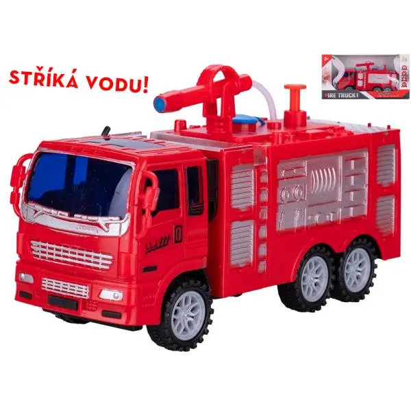 Auto hasiči 19cm stříkající vodu na setrvačník