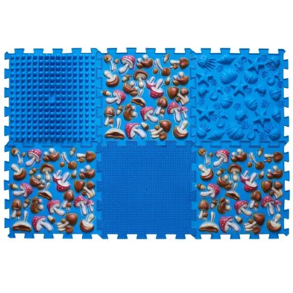 Ortek Masážní ortopedická podložka Puzzle "Mix" 6 prvků Modrá houba