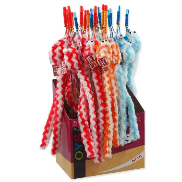 Hračka Magic Cat palička myška bavlna s catnipem 23cm+45cm 24ks