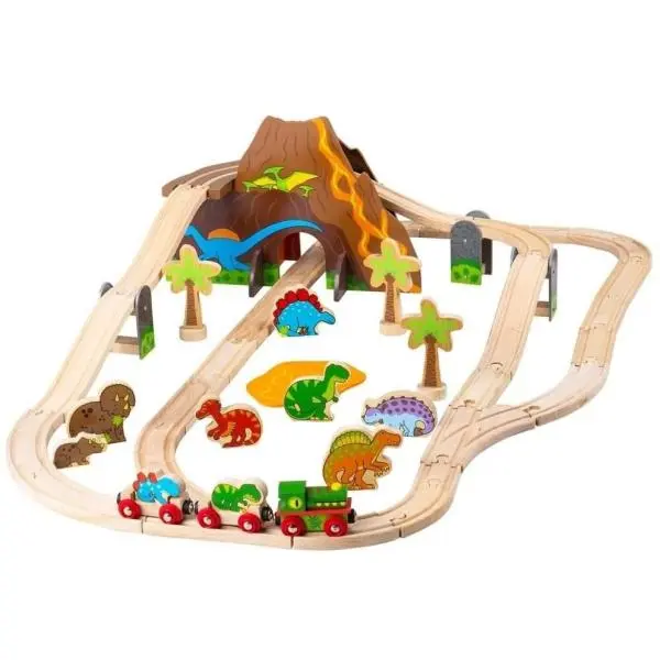 Bigjigs Rail Dřevěná vláčkodráha dinosauři