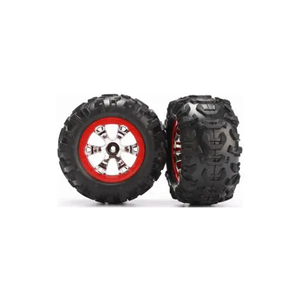 Traxxas kolo 2.2", disk Geode chrom-červený, pneu Canyon AT (pár)
