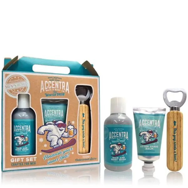 ACCENTRA Set koupelový Men's Collection Winter Edition s otvírákem na láhve Cedrové dřevo