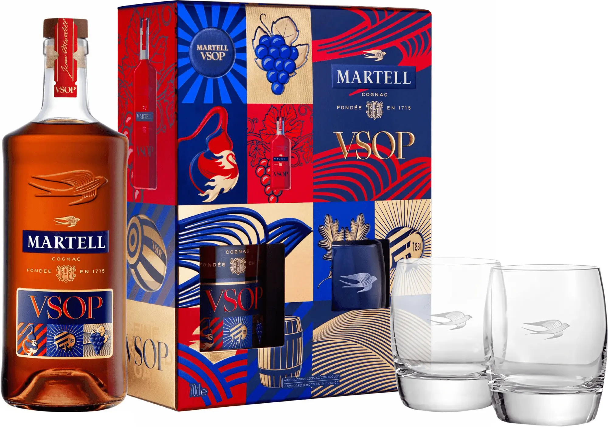 Martell VSOP 2024 se 2 sklenicemi 40% 0,7l