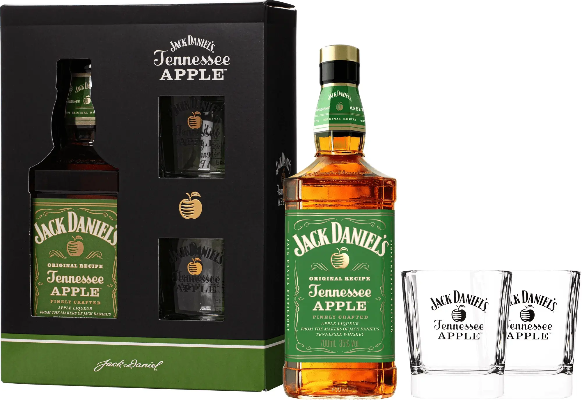 Jack Daniels Apple Likér 0,7l 35% (dárkové balení 2 skleničky)